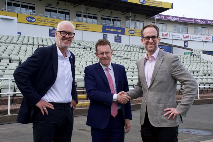 L-R Stuart Cain, Chief Executive; Andy Street, Mayor of the West Midlands; and Craig Flindall, Chief Operating Officer.