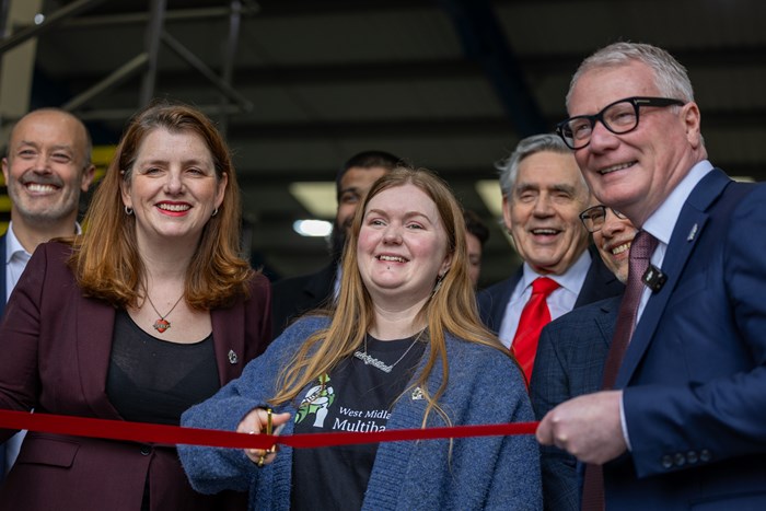 John Boumphrey, UK country manager, Amazon, Lianne Shakespeare, head of children, young people and families, BVSC, Alison McGovern, Minister of State for Department of Work and Pensions, Gordon Brown, Former UK Prime Minister, Richard Parker, Mayor of the West Midlands at the launch of Multibank in Birmingham