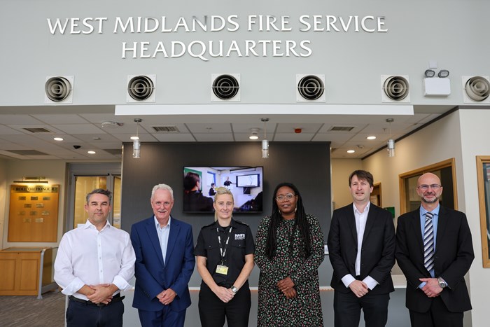 From left Julian Wilks, WMCA's remediation acceleration plan coordinator, Professor Mike Leanord - Birmingham City University,  Area Commander Gemma McSweeney, head of protection for West Midlands Fire Service, Cllr Sharon Thompson, Deputy Mayor of the West Midlands, Leo Pollak, WMCA head of policy, housing, property & regeneration and Tim Galloway - deputy director, Building Safety Regulator