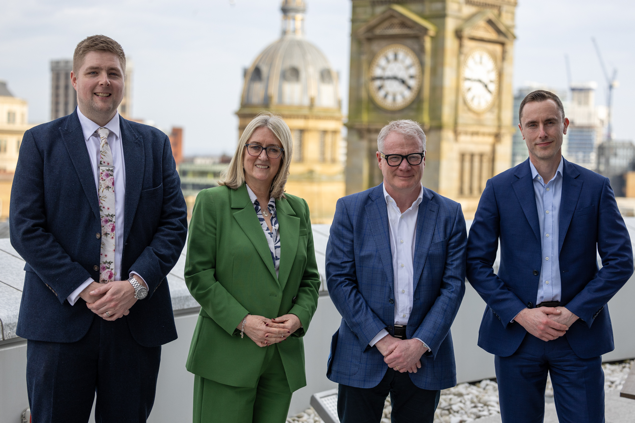 (From left to right) Dan Heffernan, social value lead at Atkins Réalis and chair of the WMCA Cornerstone employer group, Baroness Jacqui Smith, Minister for Skills, Richard Parker, Mayor of the West Midlands, John Yarham, deputy CEO, The Careers & Enterprise Company